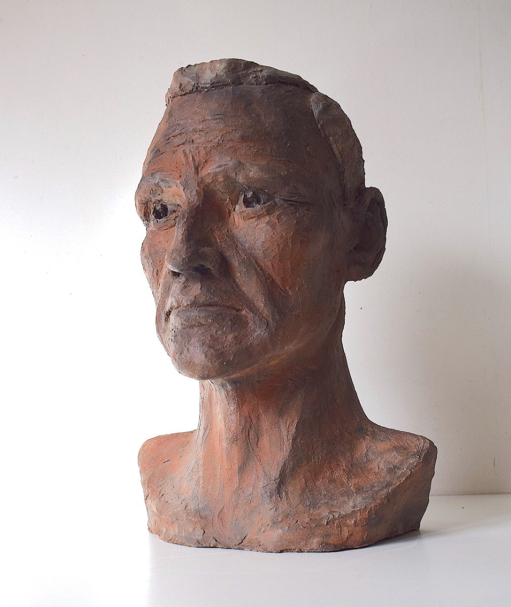 Hildebert Derre Terracotta Head Of A Man Art Deco Belgium Netherlands Bust Ref635-photo-8