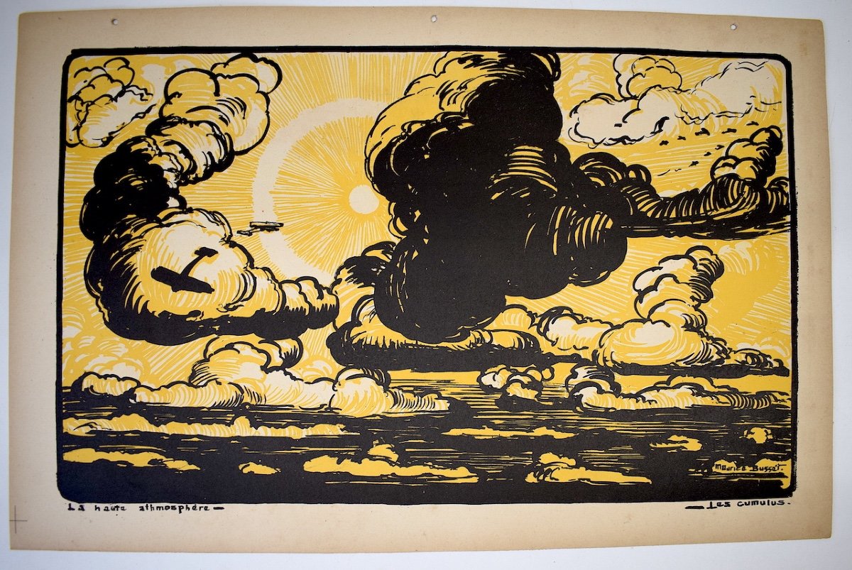 Print Maurice Busset Poster Lithograph Airplane Aviation Military War 1914 1918 Ref634-photo-2