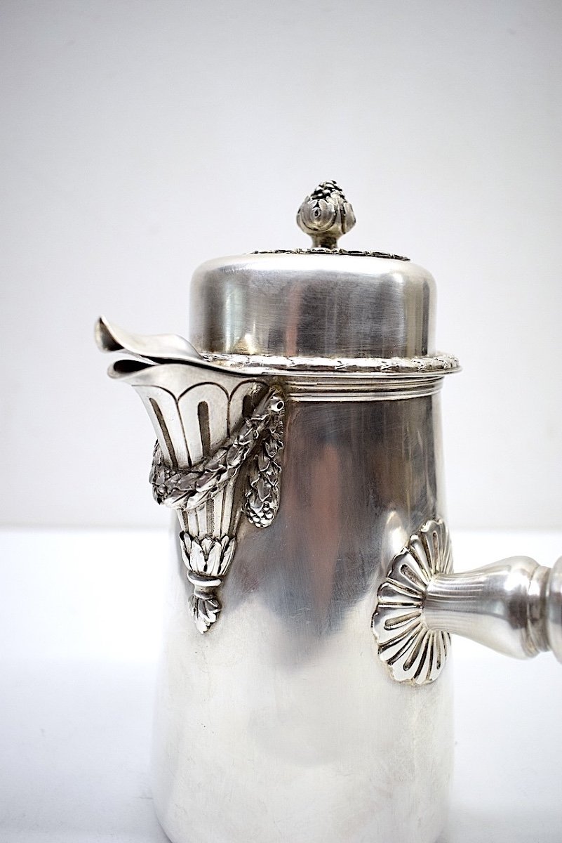 Goldsmith Georges Falkenberg Chocolate Pot In Sterling Silver Louis XVI Style Ref689-photo-4