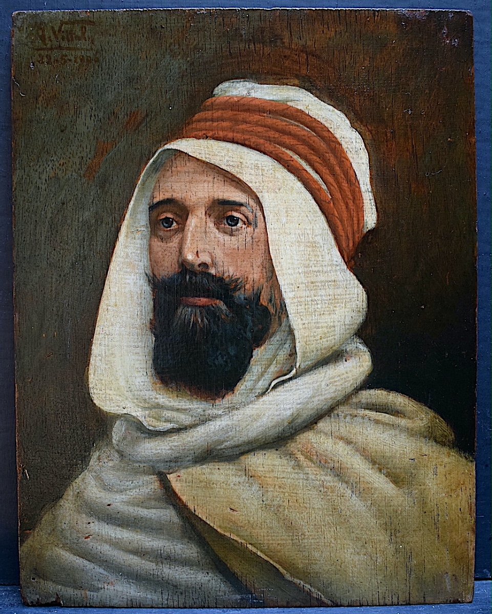 Vittaly Jules Louis Orientalist Portrait Man 20th Dated 1906 R937-photo-4