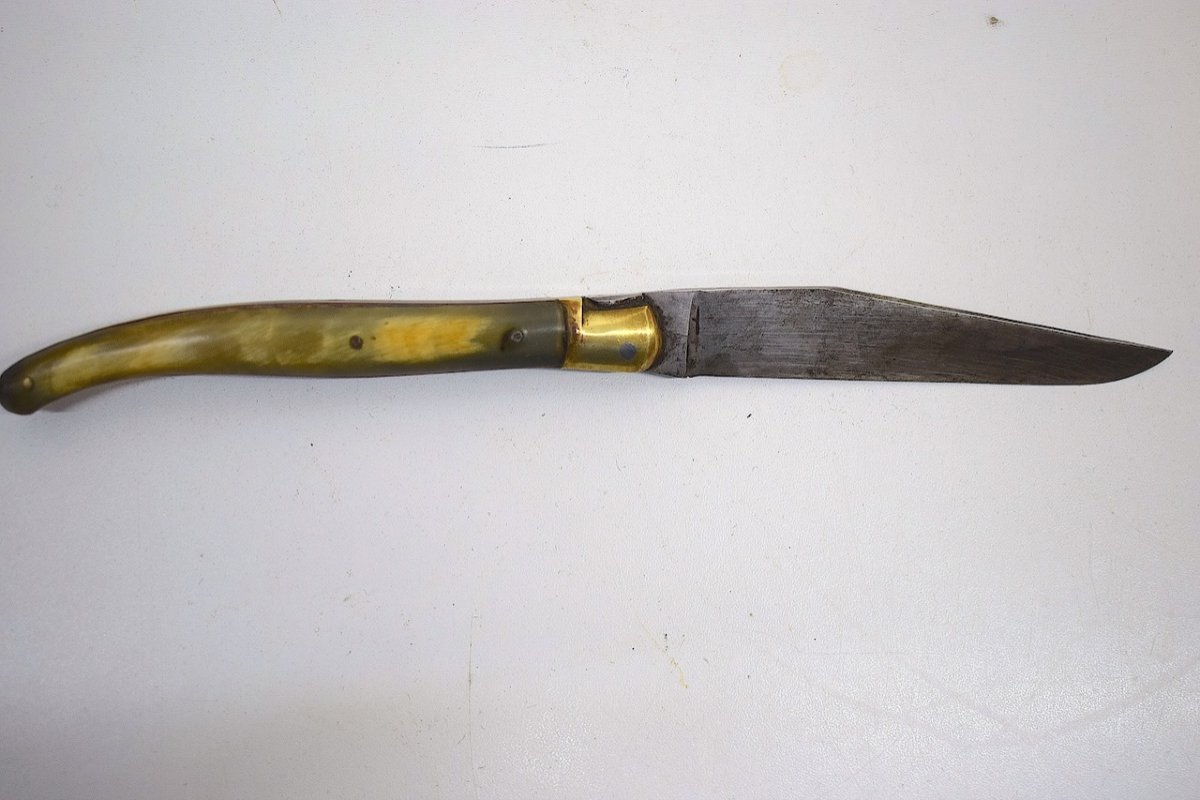 Old Calmels Laguiole Knife Out Of Competition Horn Handle Popular Art Ref713-photo-2