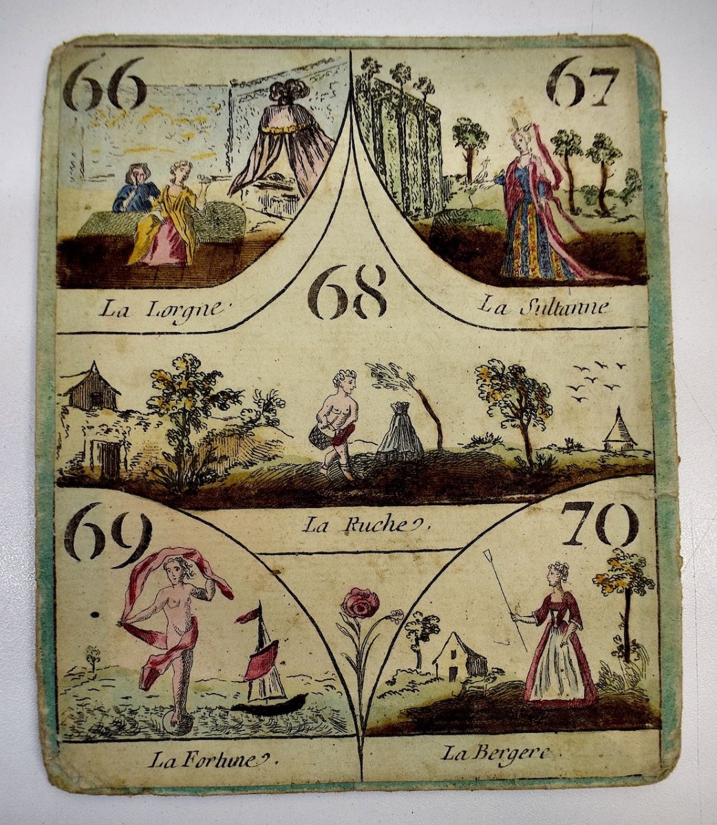 Curiosity Card From An Old Cavagnole Game XVIII Century 18th Biribi Yellow Dwarf Ref714 -photo-4