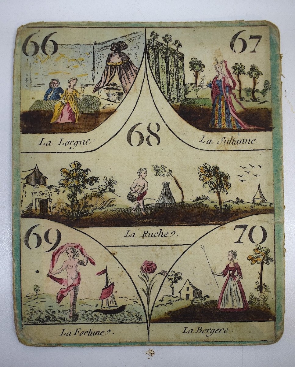 Curiosity Card From An Old Cavagnole Game XVIII Century 18th Biribi Yellow Dwarf Ref714 