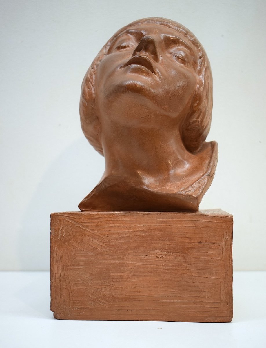 Maxime Real Del Sarte Art Deco Terracotta Head Of Woman Joan Of Arc Ref752-photo-7