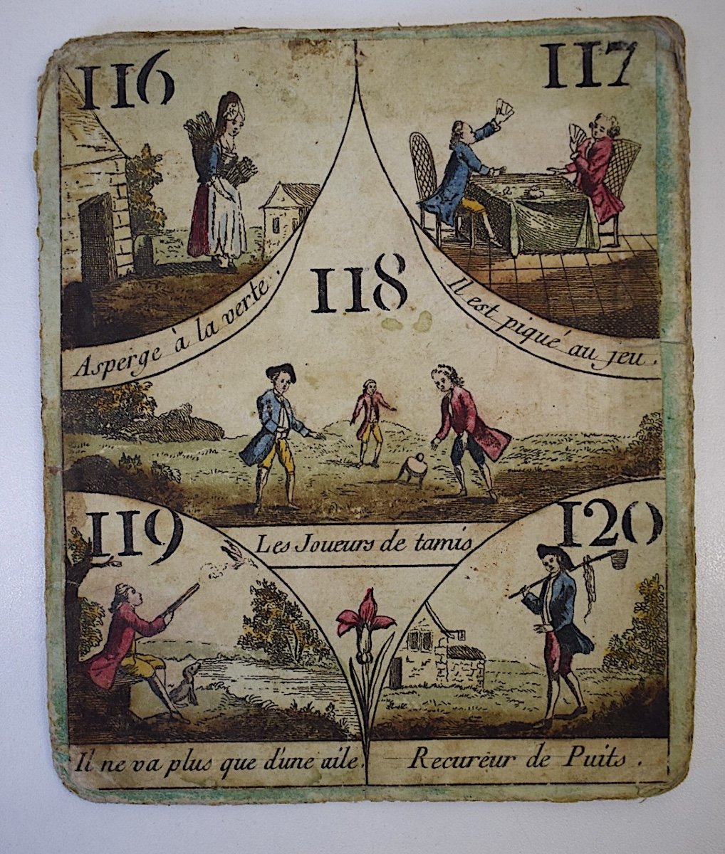 Curiosity Card From An Old Cavagnole Game XVIII Century 18th Biribi Yellow Dwarf Ref755