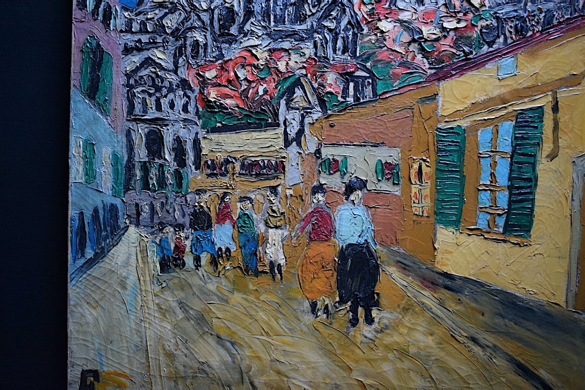 Paris Sacré Coeur Montmartre Lively Street Scene Expressionism Signed F 20th Century Rt1005-photo-4