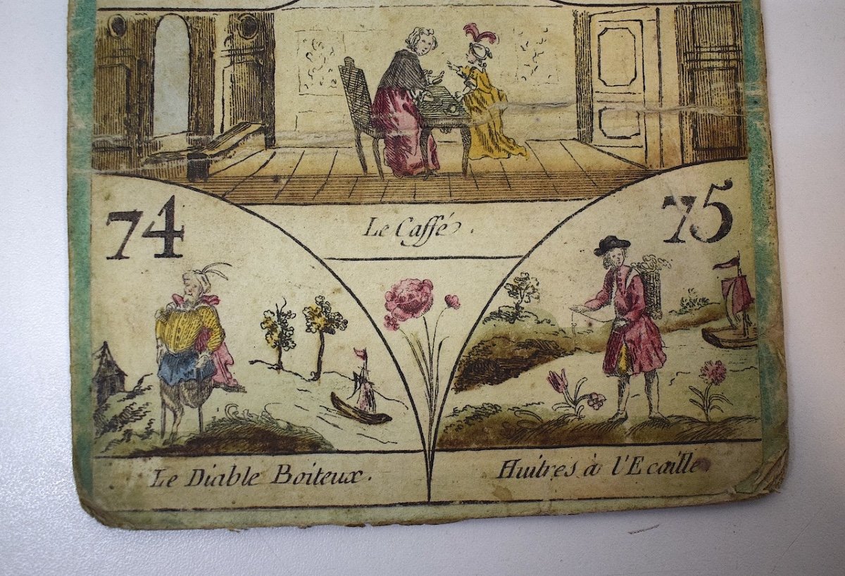 Curiosity Card From An Old Cavagnole Game XVIII 18th Biribi Yellow Dwarf Ref775-photo-4