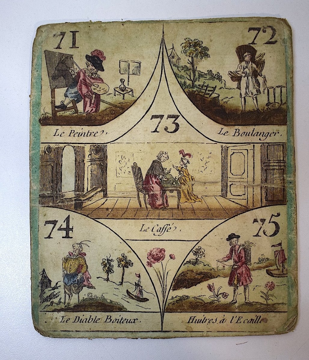 Curiosity Card From An Old Cavagnole Game XVIII 18th Biribi Yellow Dwarf Ref775