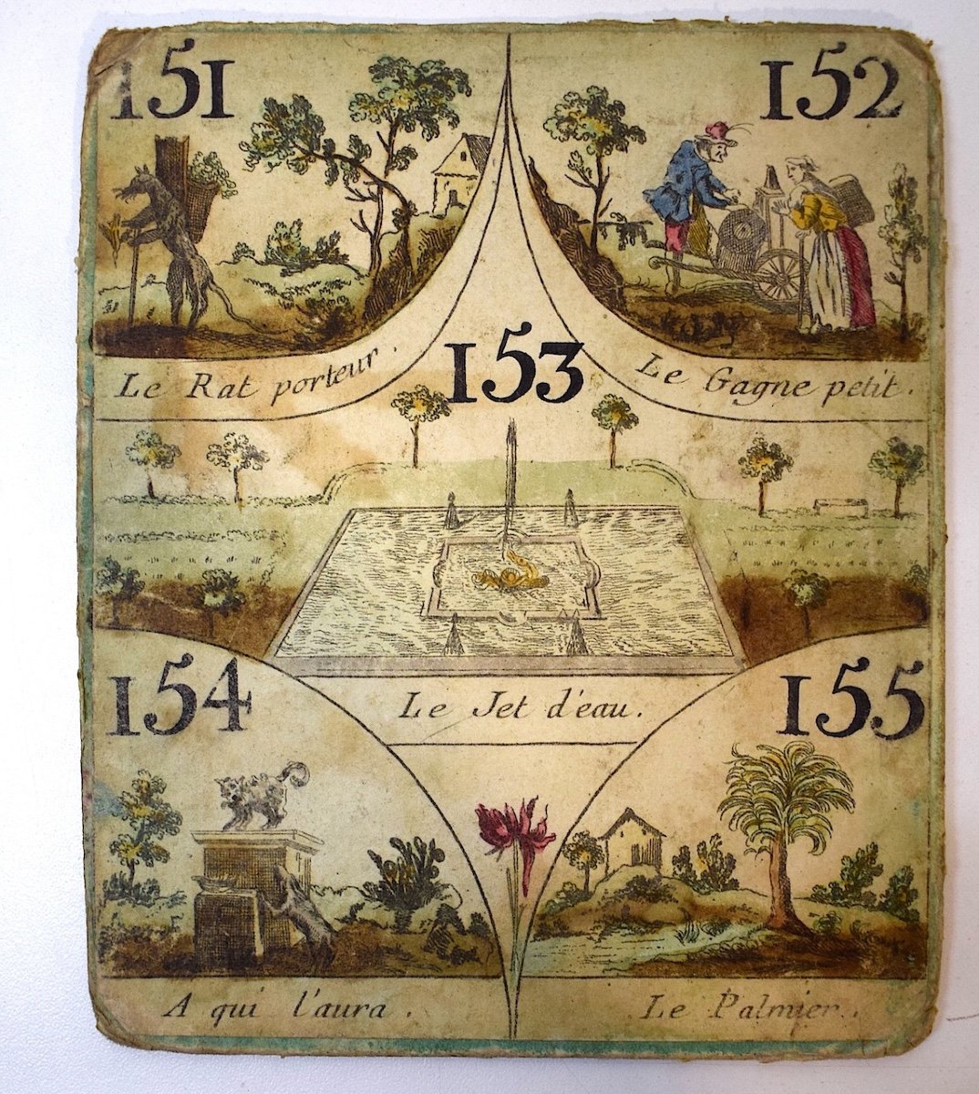 Curiosité Carte d'Un Ancien Jeu De Cavagnole XVIII 18th Biribi Nain Jaune Ref776
