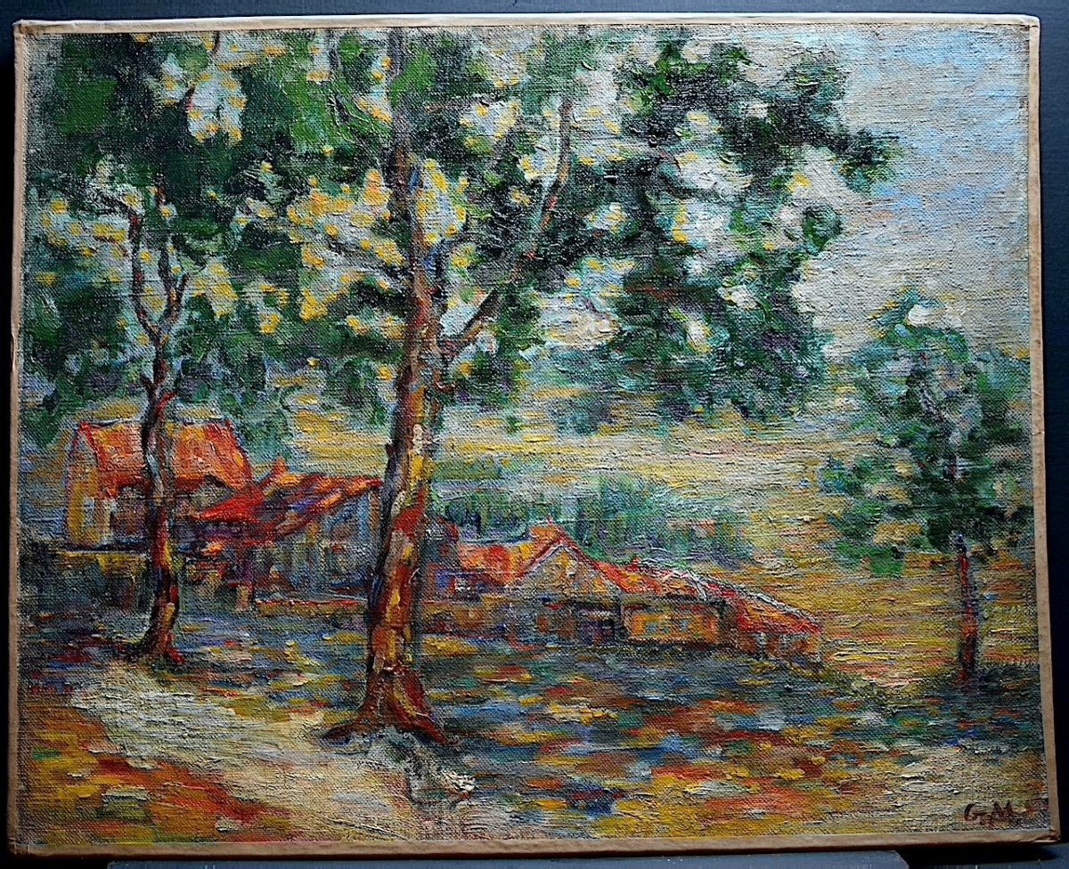 Paysage Impressionniste Fauve Fauvisme Monogramme GM XX ème Rt1146