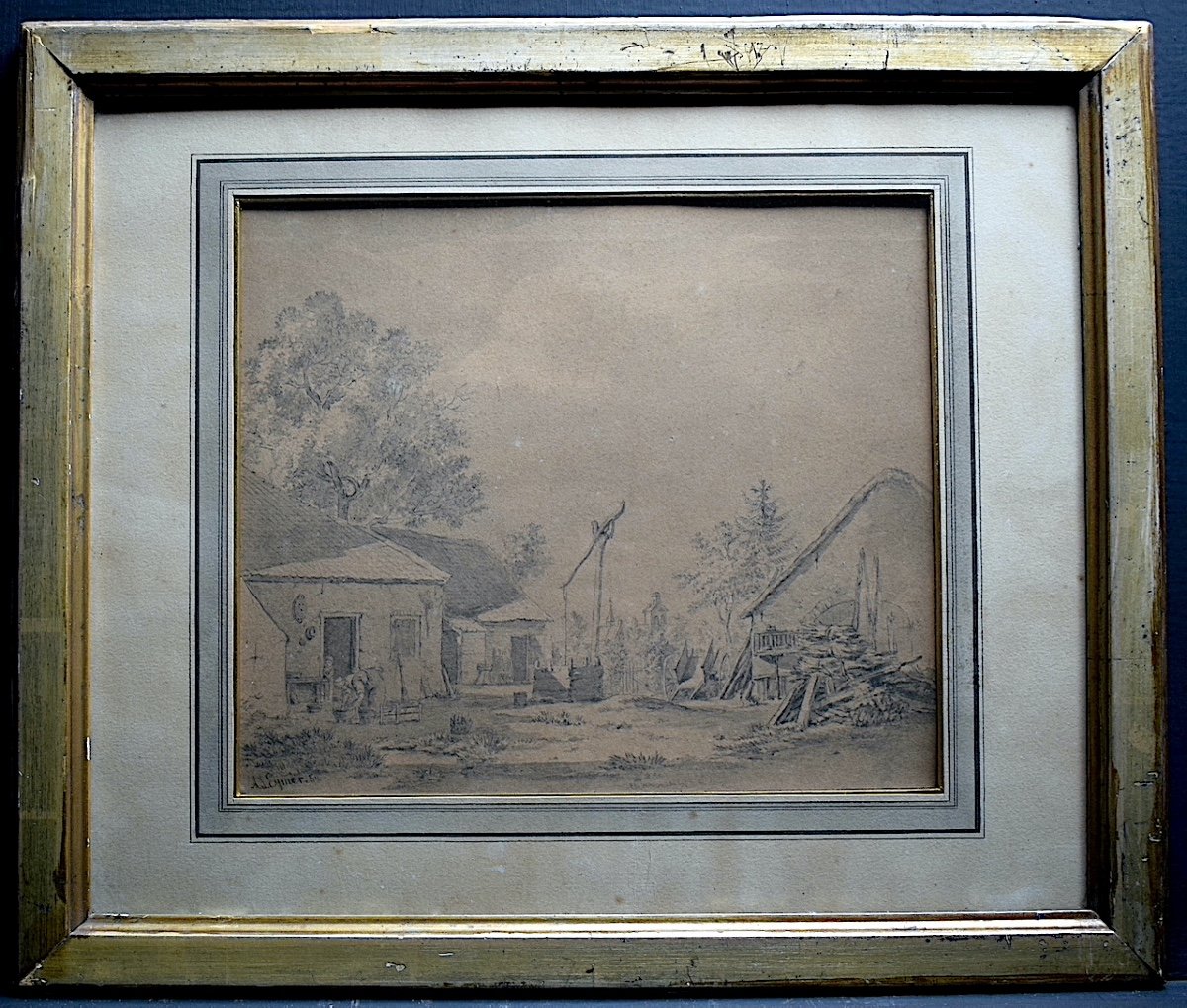 Drawing Arnoldus Johannes Eymer Dutch Animated Landscape Countryside Scene XIXth Rt1179-photo-8