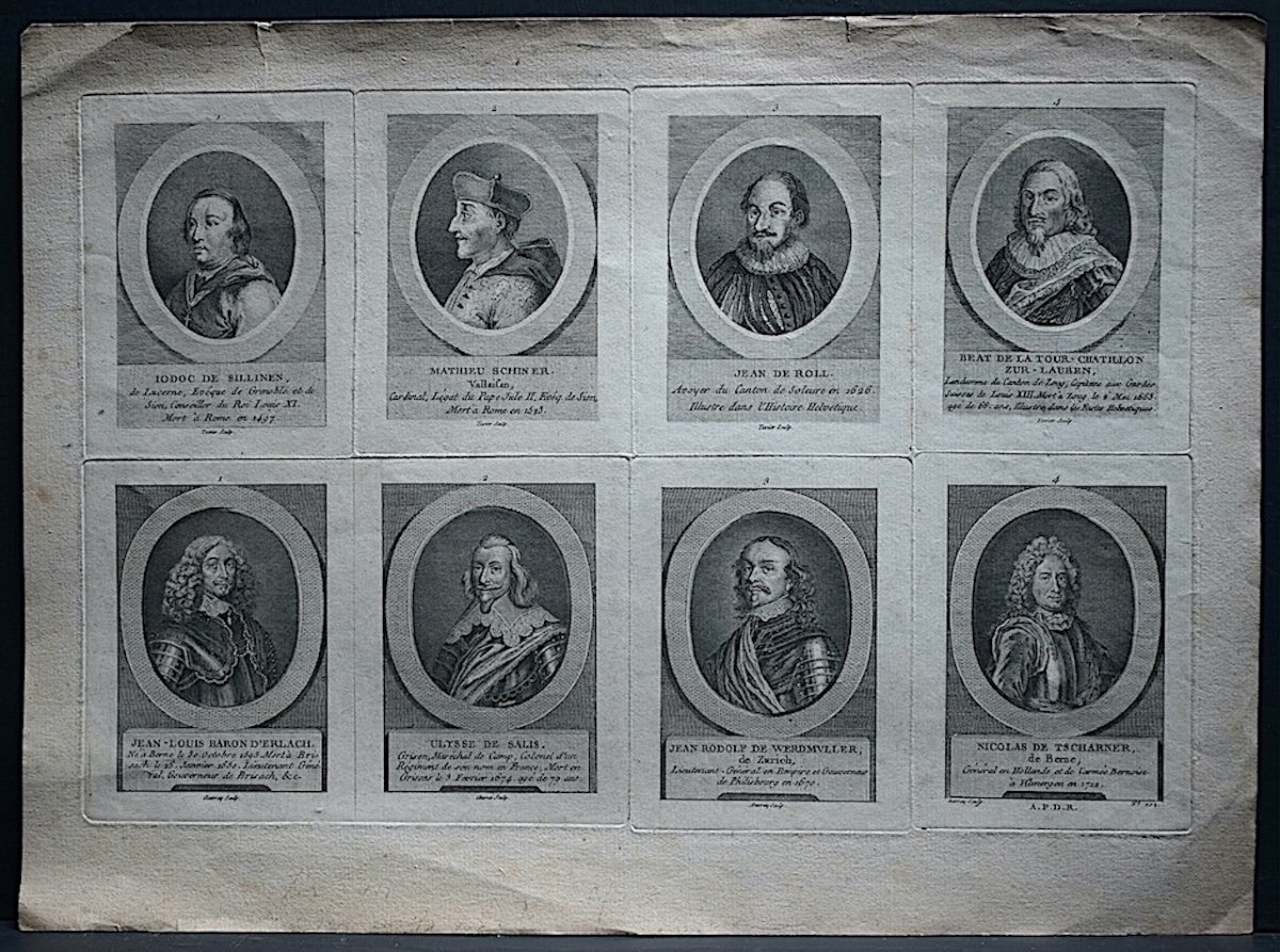 Plate From The End Of The 18th Century, Engravings Of Portraits Of Historical Figures, Ref1001