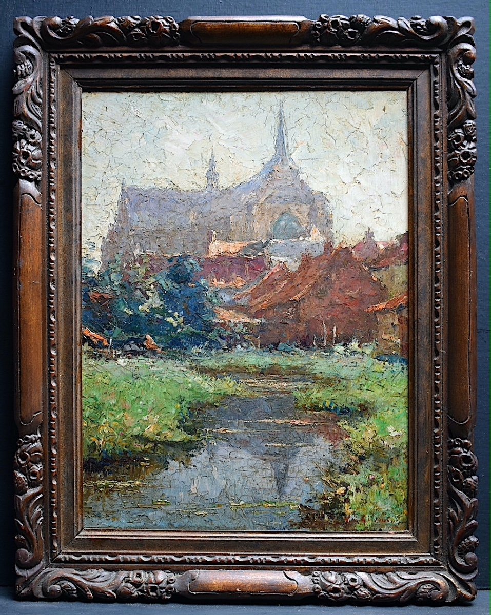 Gilsoul Victor Olivier Belgian Village Church River Impressionist XIX XX Th Rt1193-photo-3