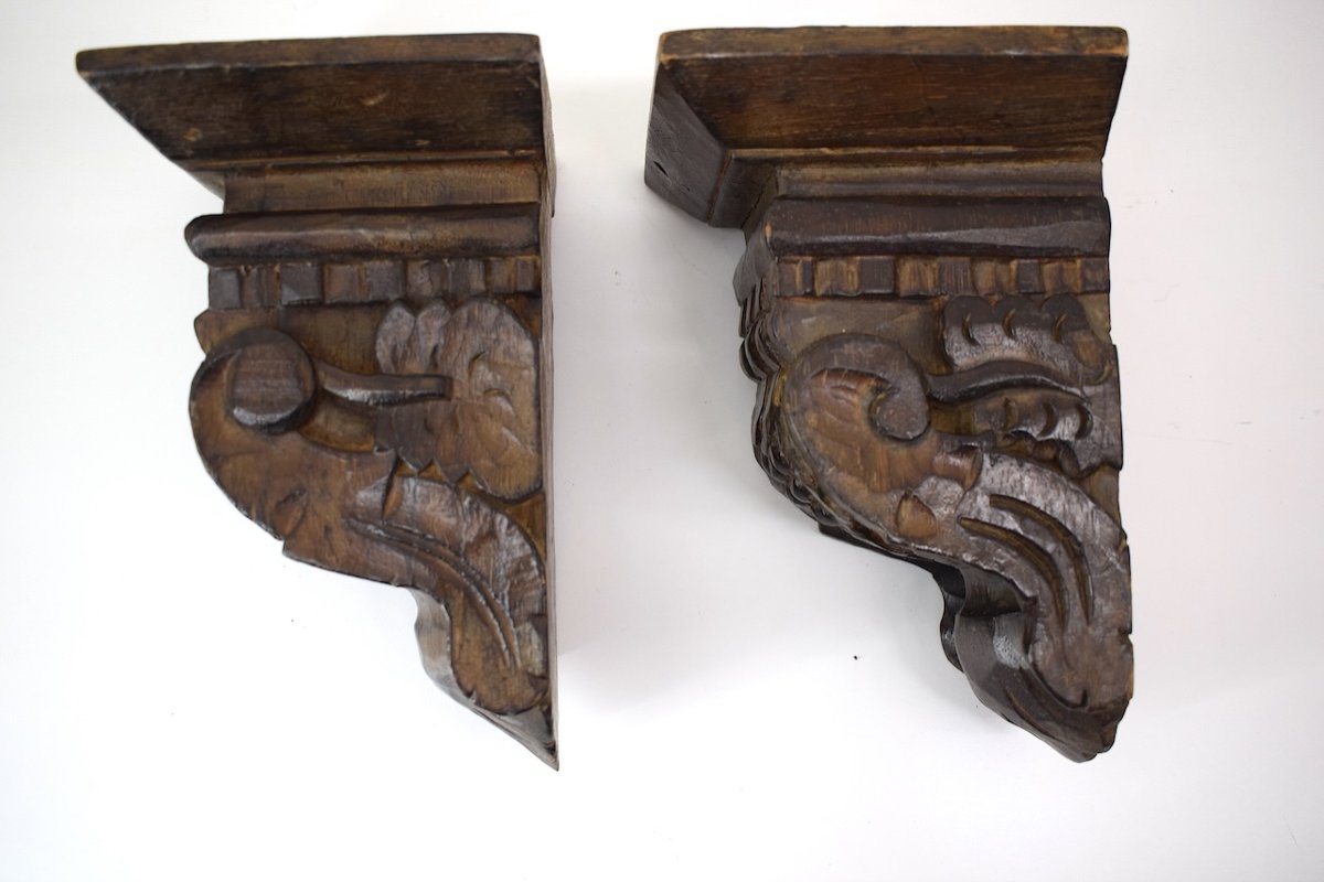 Pair Of Carved Wooden Ravens With Grape Cluster Decor Ref1011 -photo-4