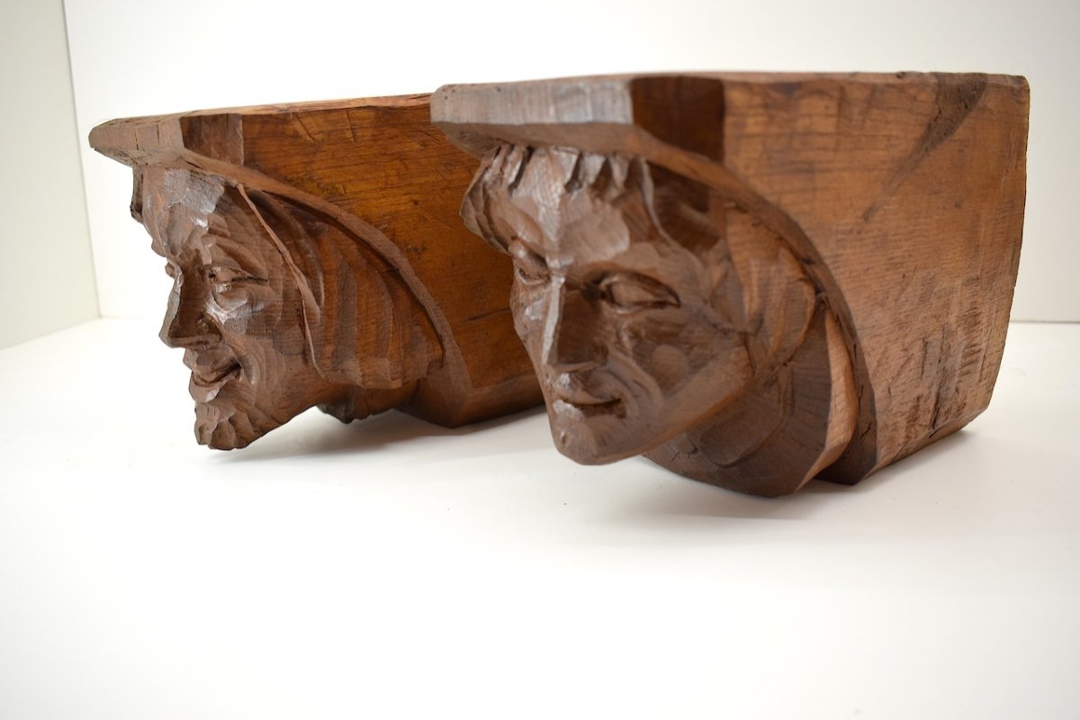 Pair Of Carved Wooden Corbels In The Renaissance Style, Haute Epoque Ref1012 -photo-2