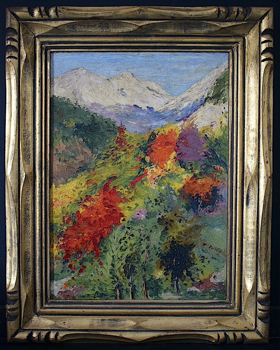 Impressionist Mountain Landscape Signed Dallons Dated 1925 20th Century Rt1217