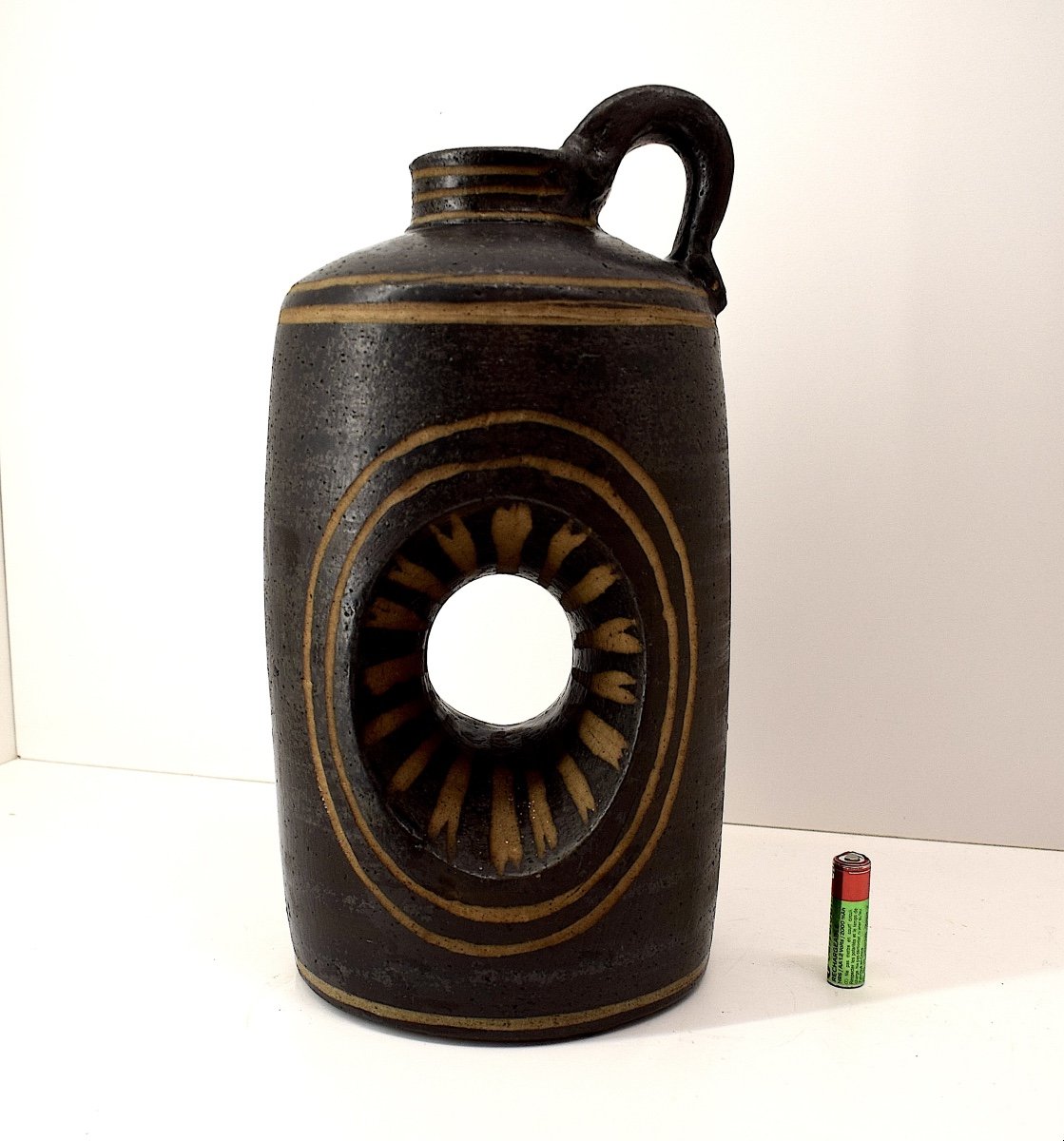 Jan Van Stolk Imposing Ceramic Art Pitcher Vase Circa 1950 1960 Ref1017 -photo-3