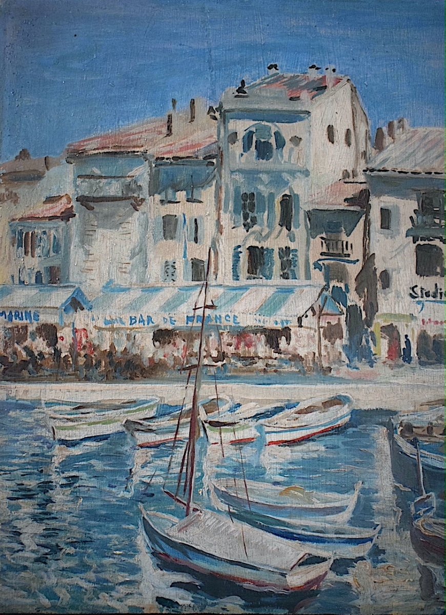 Marine Port Of Cassis Provence 50s Post Impressionist To Identify Rt1218-photo-3