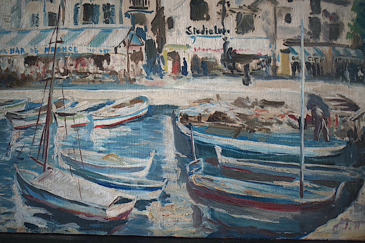 Marine Port Of Cassis Provence 50s Post Impressionist To Identify Rt1218-photo-1