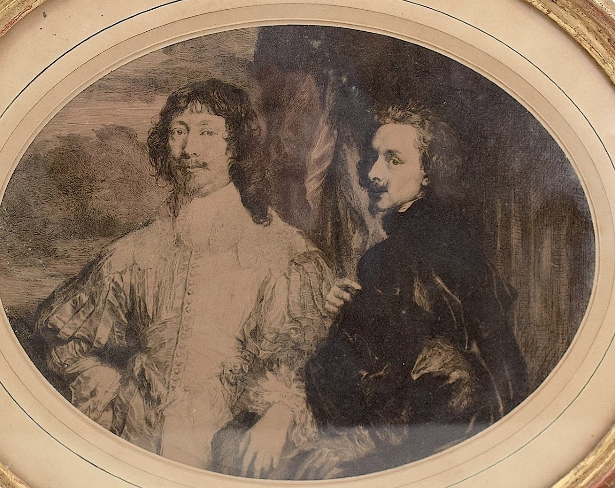 Framed Engraving Self-portrait Of Anthony Van Dyck And Portrait Of Endymion Porter Ref1019-photo-2