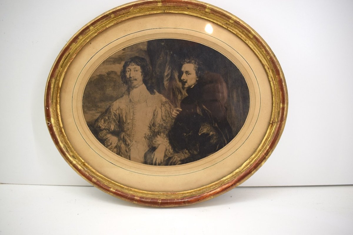 Framed Engraving Self-portrait Of Anthony Van Dyck And Portrait Of Endymion Porter Ref1019-photo-3