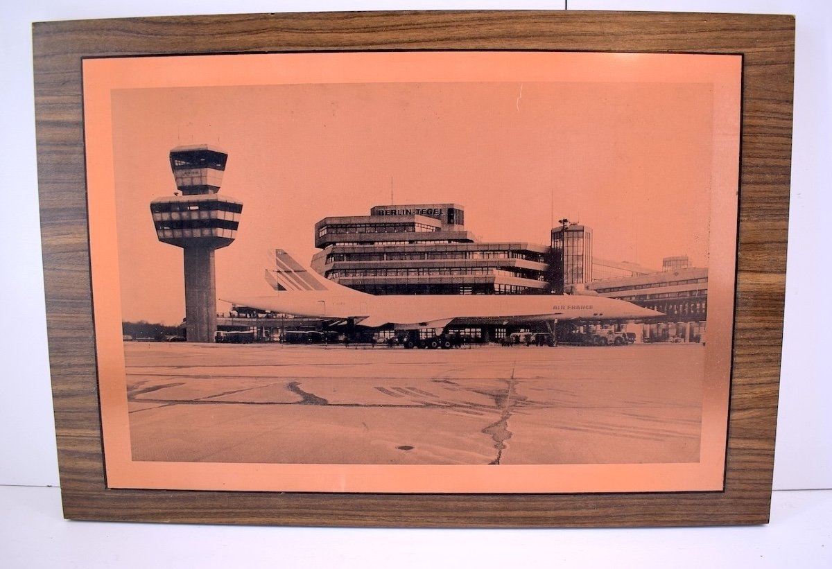 Rare Héliogravure Sur Cuivre Photogravure Concorde Air France Aéroport  Berlin Aviation Ref1022