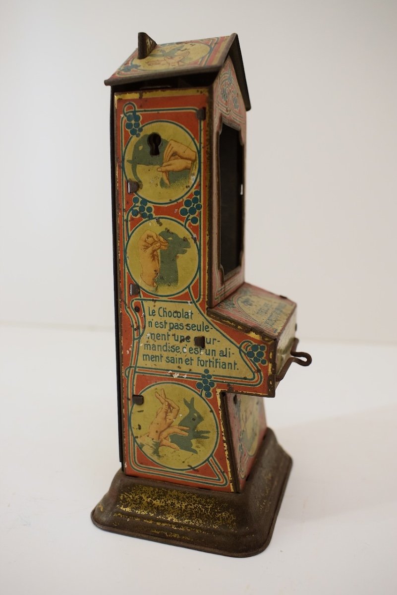  Piggy Bank Tin Lithographed Advertising Object Chocolate Dispenser 1900 1920 Ref1024-photo-1