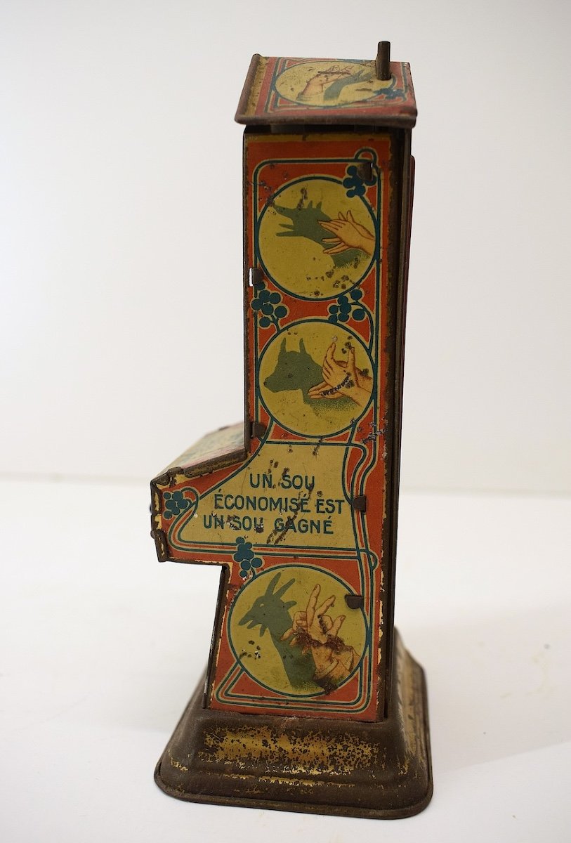  Piggy Bank Tin Lithographed Advertising Object Chocolate Dispenser 1900 1920 Ref1024-photo-2