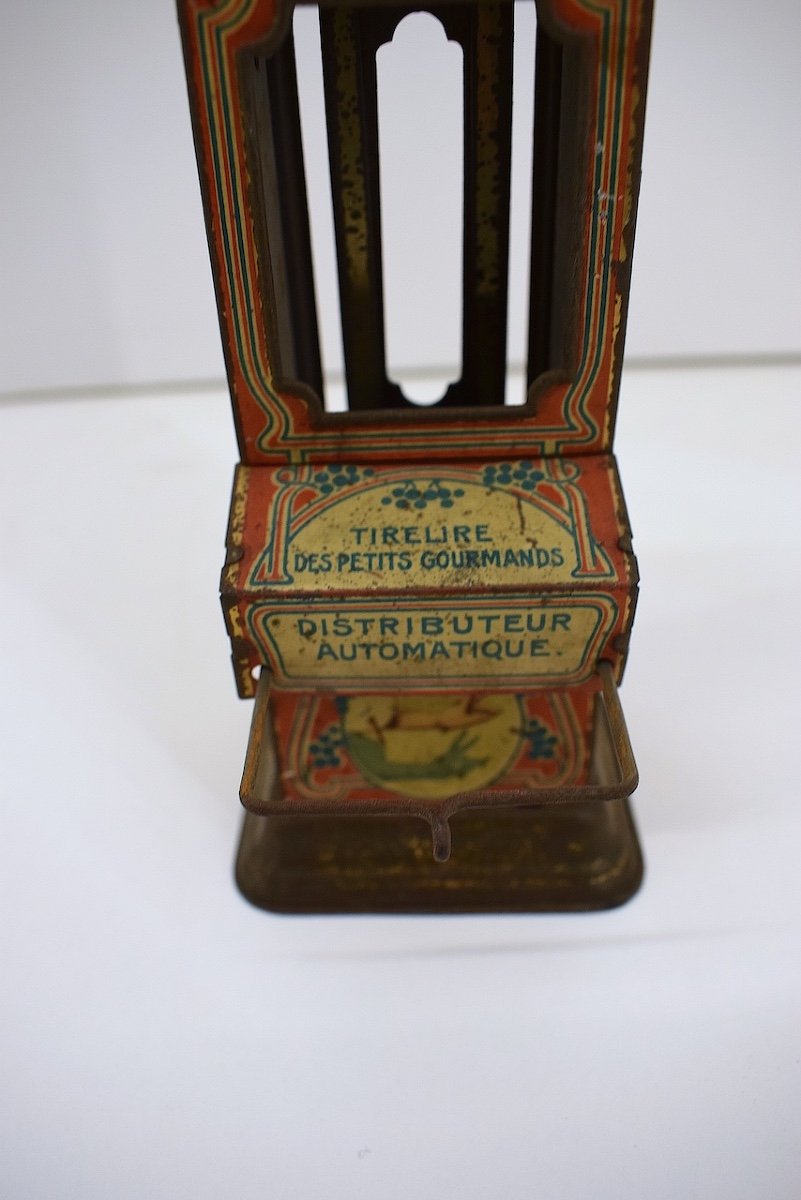  Piggy Bank Tin Lithographed Advertising Object Chocolate Dispenser 1900 1920 Ref1024-photo-7