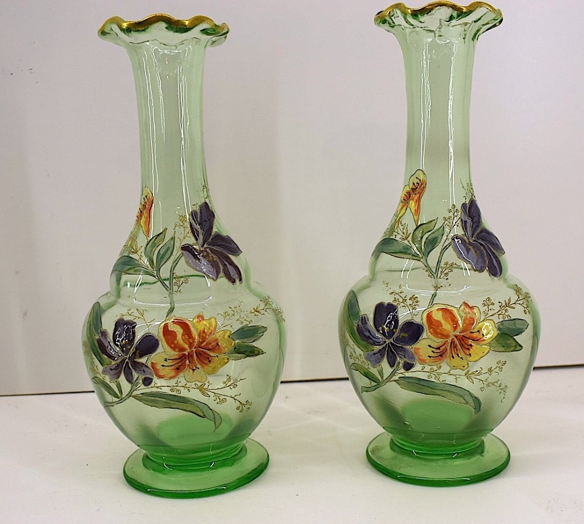 Legras Paire De Vases Art Nouveau émaillé  Verreries De Saint Denis Ref1025-photo-2