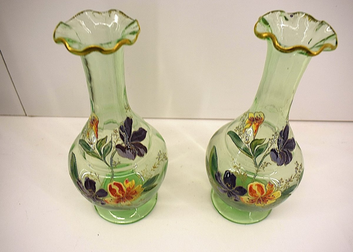 Legras Paire De Vases Art Nouveau émaillé  Verreries De Saint Denis Ref1025-photo-3