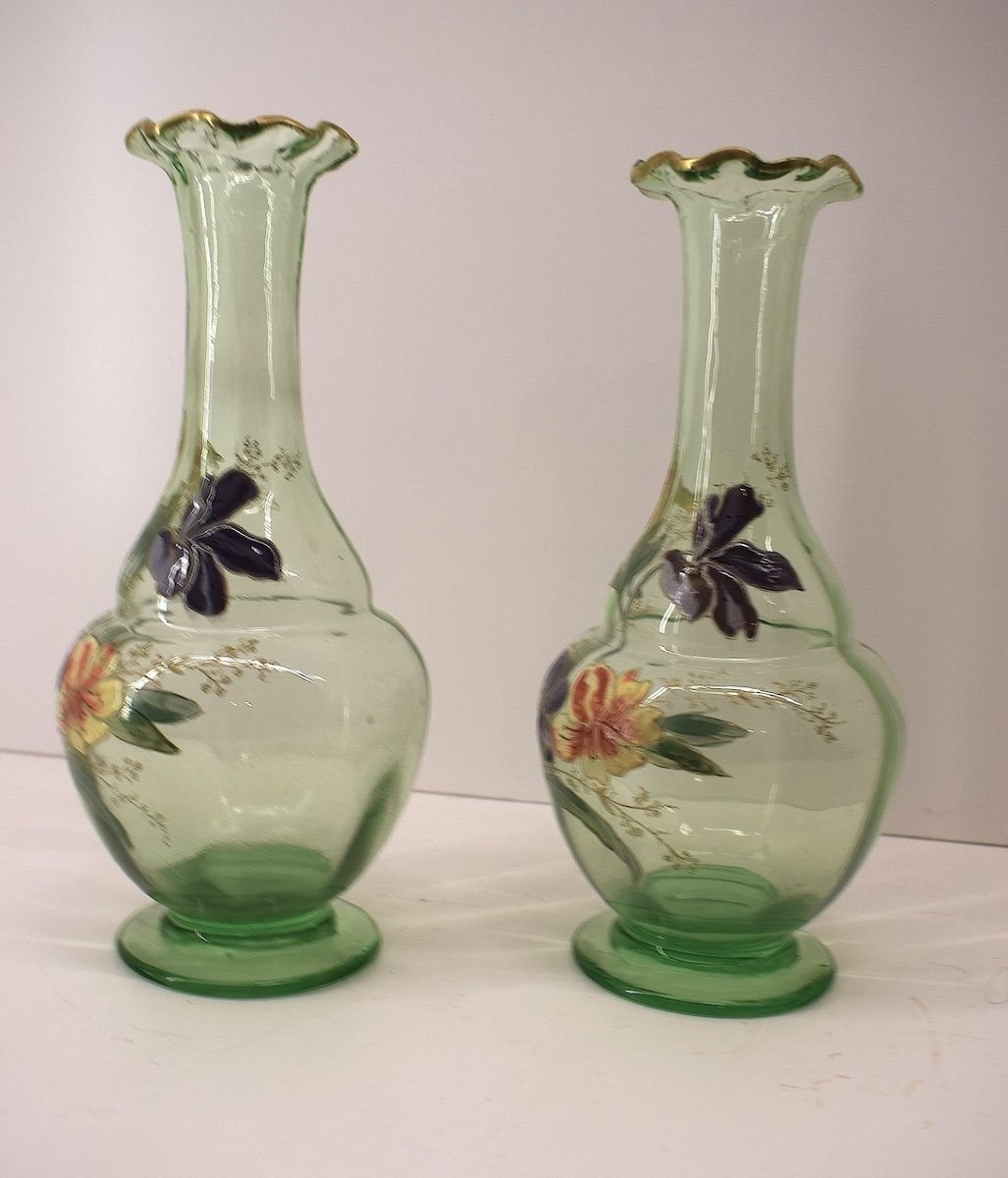 Legras Paire De Vases Art Nouveau émaillé  Verreries De Saint Denis Ref1025-photo-2