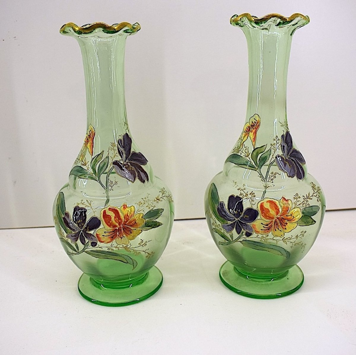 Legras Paire De Vases Art Nouveau émaillé  Verreries De Saint Denis Ref1025-photo-7