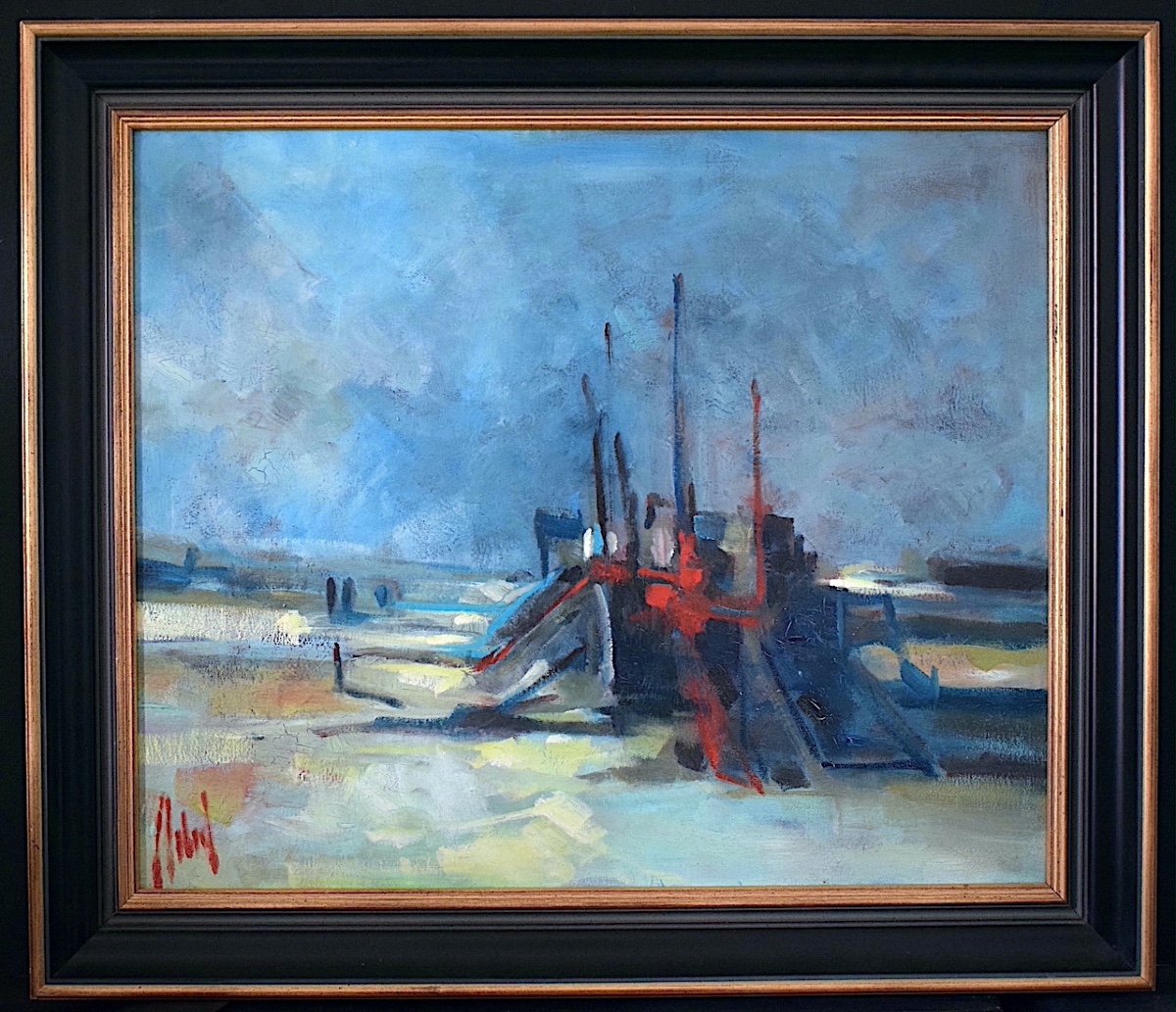  Chabaud Jean Luc Beauduc Beach Camargue Beached Boats Marine Signed 20th Century Rt1219-photo-5