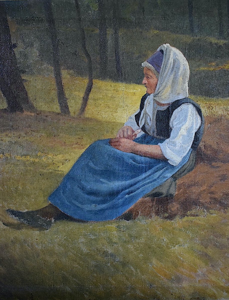 Breton School Woman In The Forest Brittany Impressionist Symbolism 19th Century Rt1221-photo-4