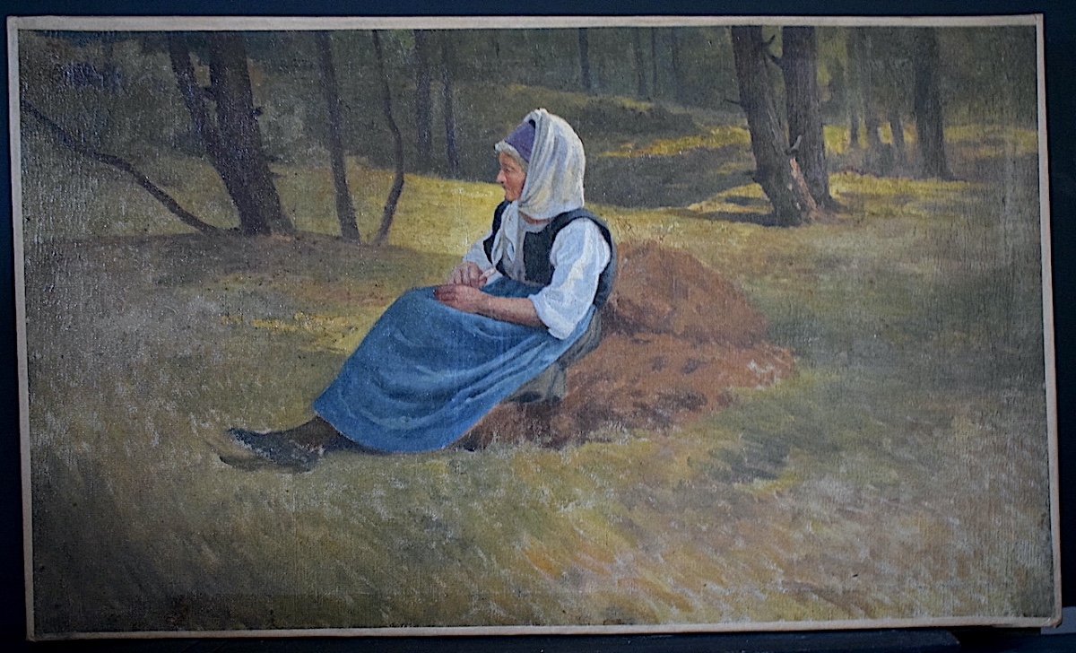 Breton School Woman In The Forest Brittany Impressionist Symbolism 19th Century Rt1221-photo-4