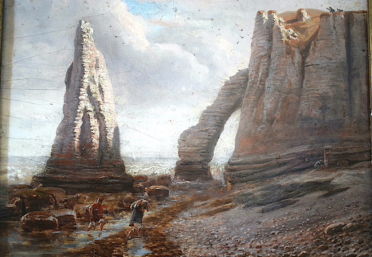 Cliffs Of Etretat Normandy Marine Animated Beach Scene Fishermen 19th Century Rt1127-photo-2