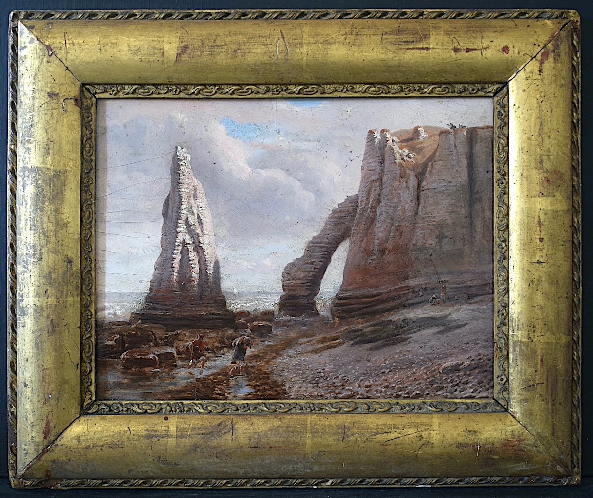 Cliffs Of Etretat Normandy Marine Animated Beach Scene Fishermen 19th Century Rt1127-photo-7