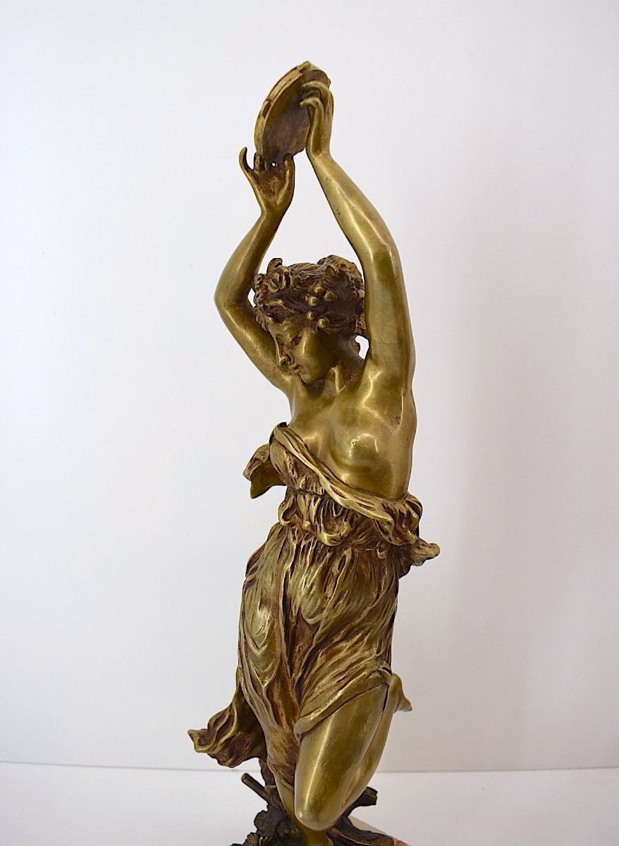 Affortunato Gory Sculpture Bronze Danseuse Dite Bacchante Au Tambourin Signée Ref1041-photo-2