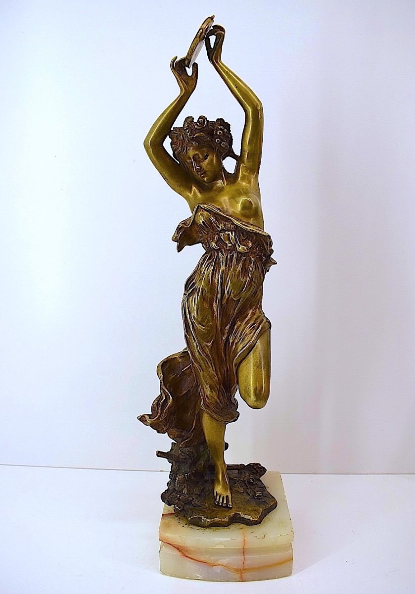 Affortunato Gory Sculpture Bronze Danseuse Dite Bacchante Au Tambourin Signée Ref1041-photo-3