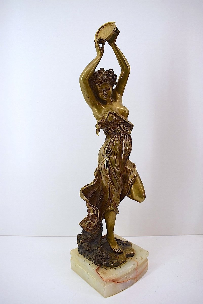 Affortunato Gory Sculpture Bronze Danseuse Dite Bacchante Au Tambourin Signée Ref1041-photo-4