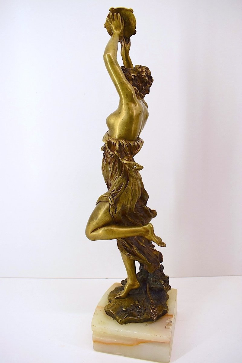 Affortunato Gory Sculpture Bronze Danseuse Dite Bacchante Au Tambourin Signée Ref1041-photo-1