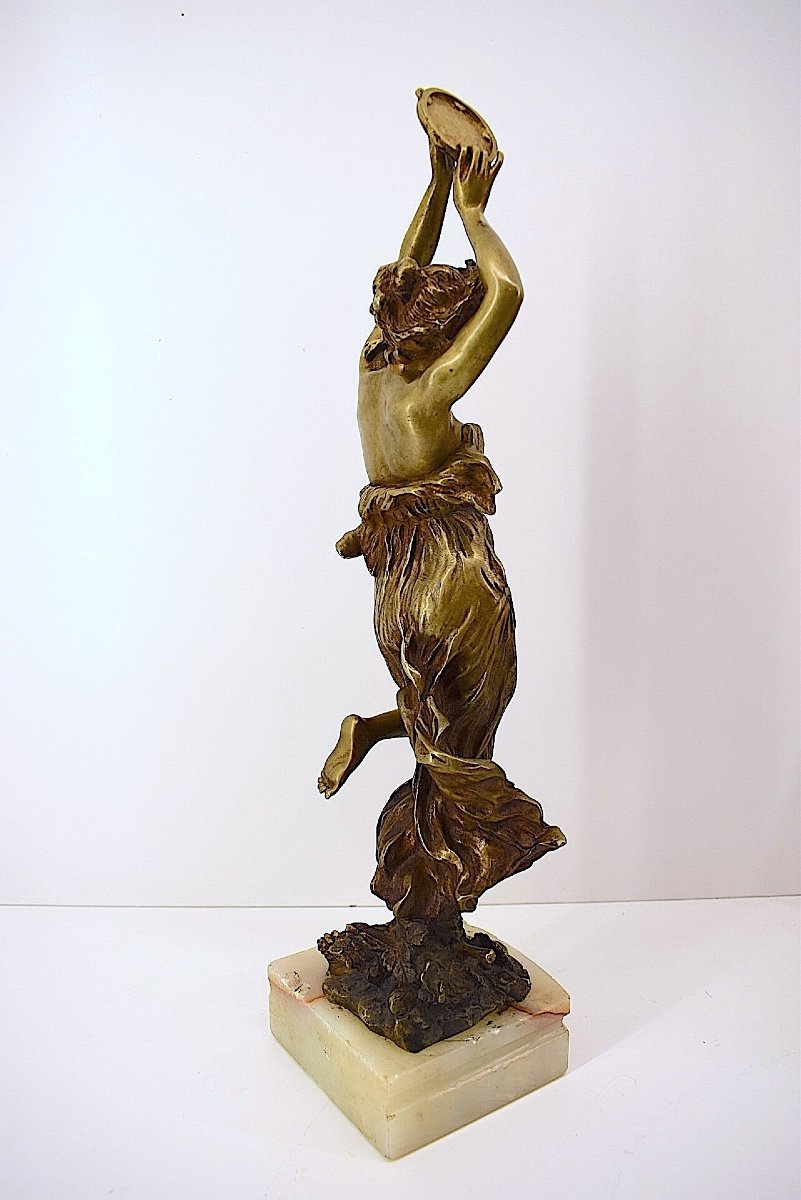 Affortunato Gory Sculpture Bronze Danseuse Dite Bacchante Au Tambourin Signée Ref1041-photo-2