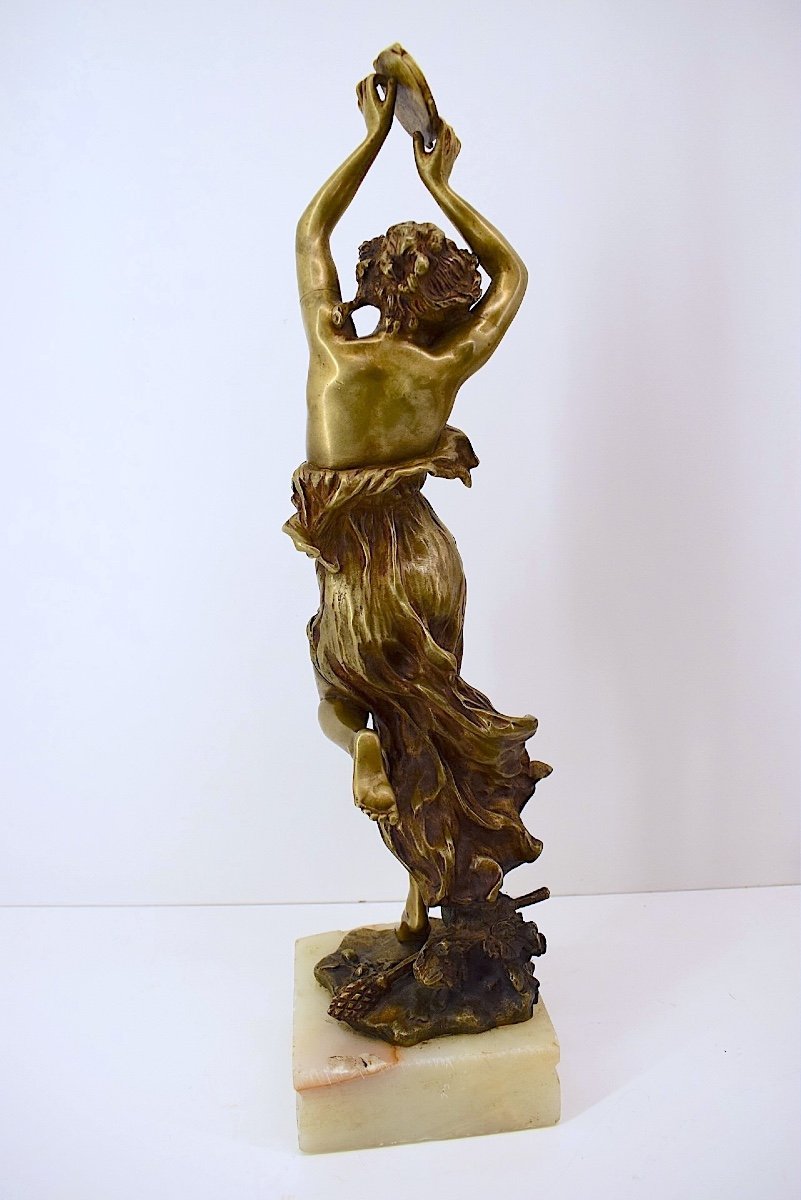 Affortunato Gory Sculpture Bronze Danseuse Dite Bacchante Au Tambourin Signée Ref1041-photo-3