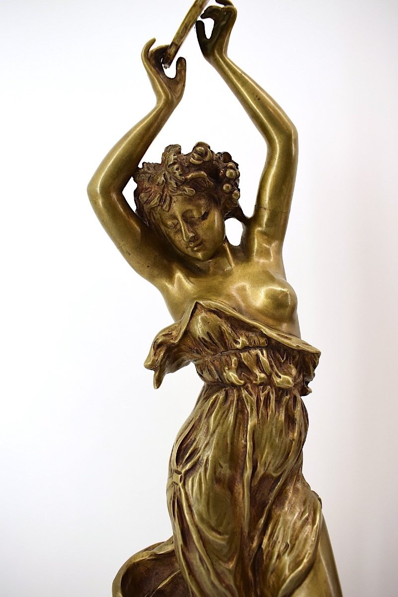 Affortunato Gory Sculpture Bronze Danseuse Dite Bacchante Au Tambourin Signée Ref1041-photo-4