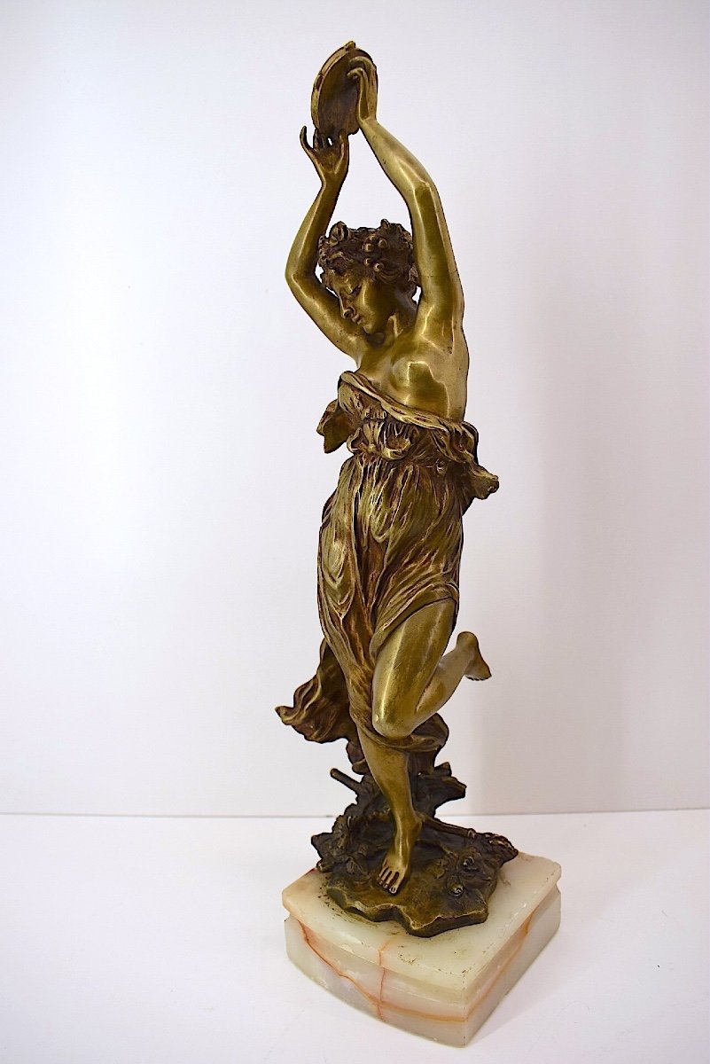 Affortunato Gory Sculpture Bronze Danseuse Dite Bacchante Au Tambourin Signée Ref1041