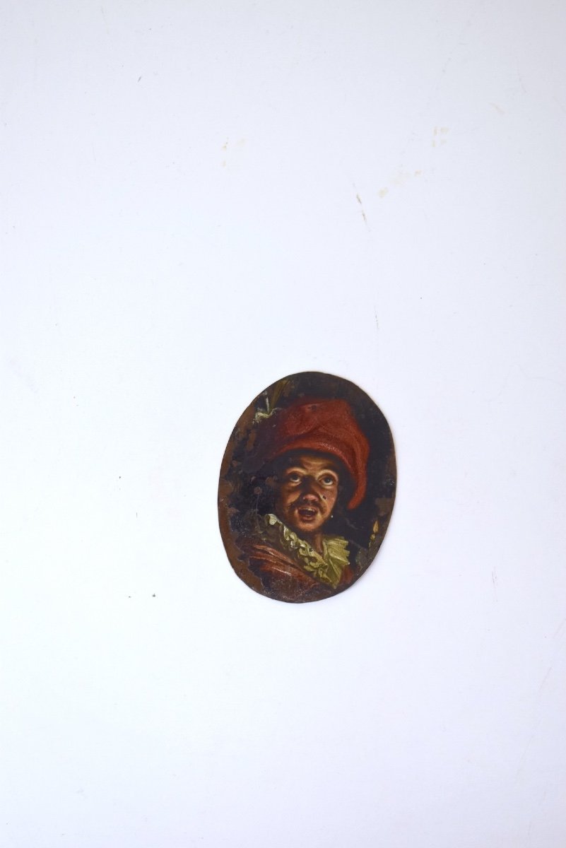 RARE : Miniature Sur Cuivre  Portrait d&#039;Homme En Clair Obscur &eacute;poque XVII &egrave;me Ref1047-photo-8