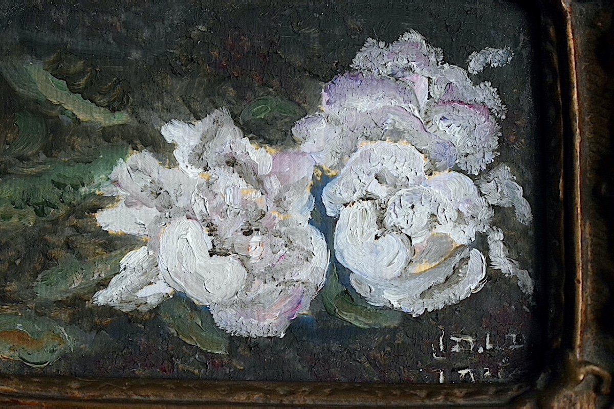 Peonies Impressionist Signed To Identify Still Life Flowers End Of 19th Beginning Of 20th Rt1131-photo-2