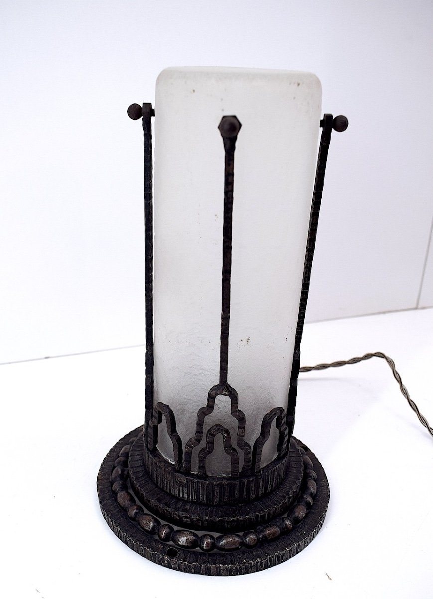 Art Deco Lighting Fixture Table Lamp And Ceiling Light Wrought Iron Circa 1925 1930 Ref1050-photo-3