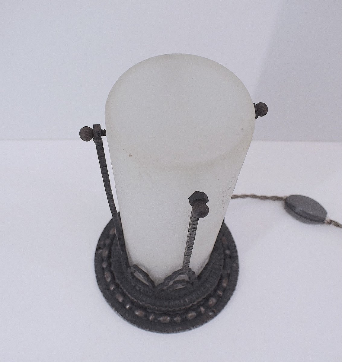 Art Deco Lighting Fixture Table Lamp And Ceiling Light Wrought Iron Circa 1925 1930 Ref1050-photo-5